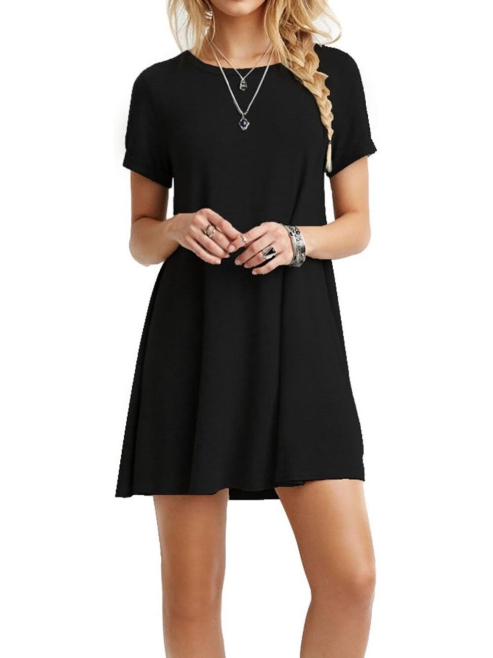 Casual Loose Flowy Short-Sleeve T-Shirt Dress for Women - Versatile Everyday
